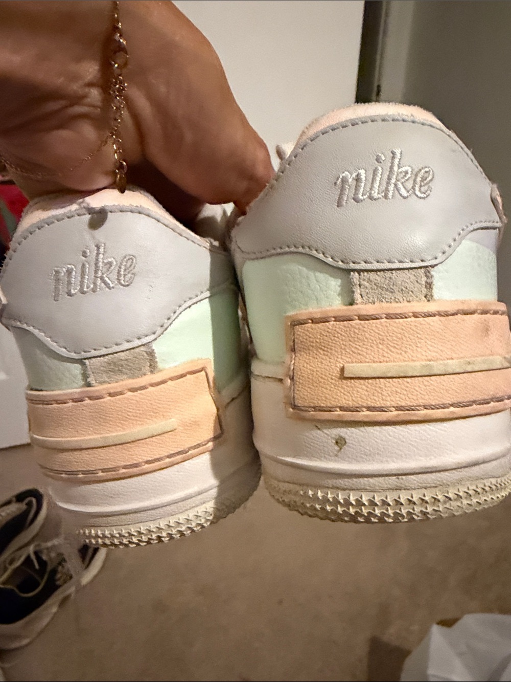 Nike Women’s Air Force 1 Shadow Pastel Mint & Peach Sneakers - Picture 5 of 6
